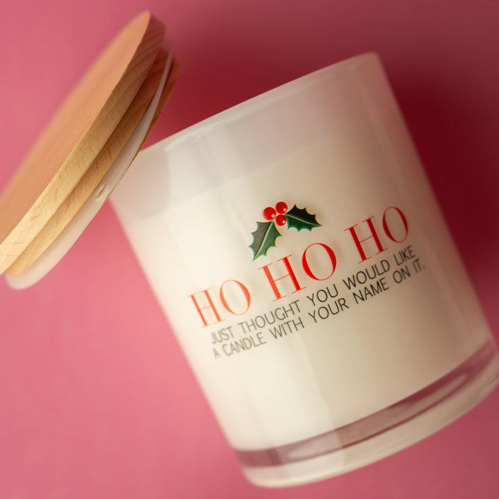 HO HO HO PRINTED CANDLE