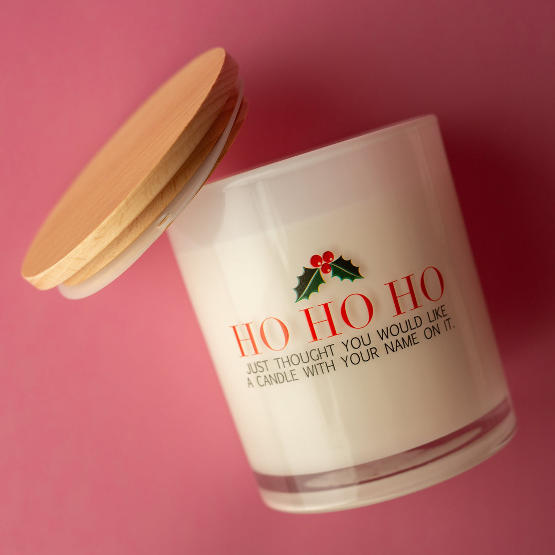 HO HO HO PRINTED CANDLE
