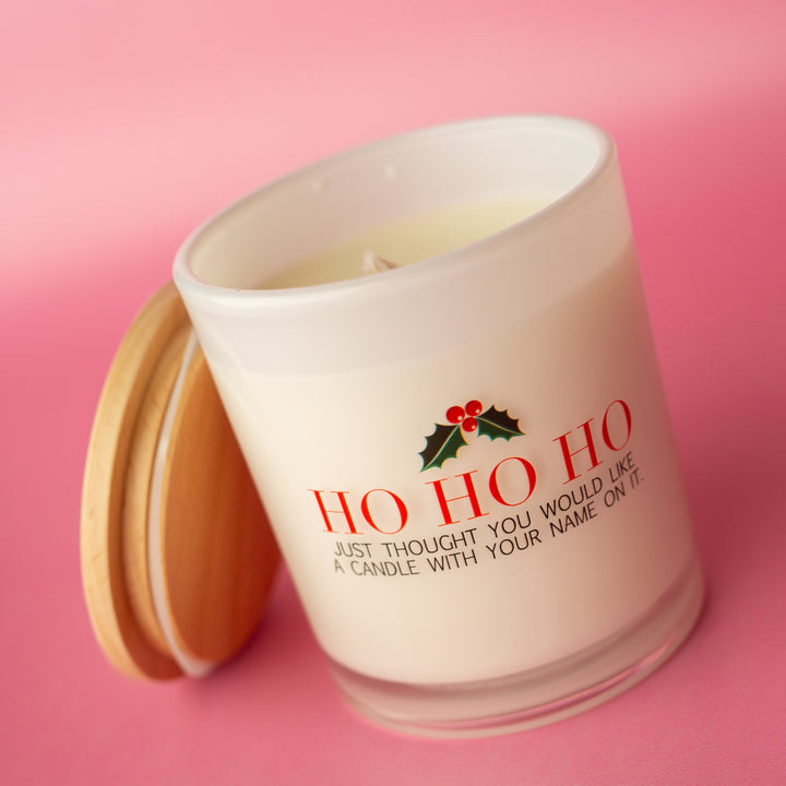 HO HO HO PRINTED CANDLE