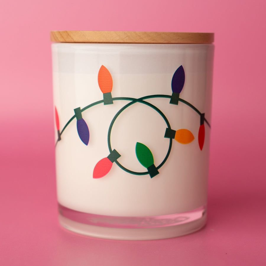 CHRISTMAS LIGHTS PRINTED CANDLE