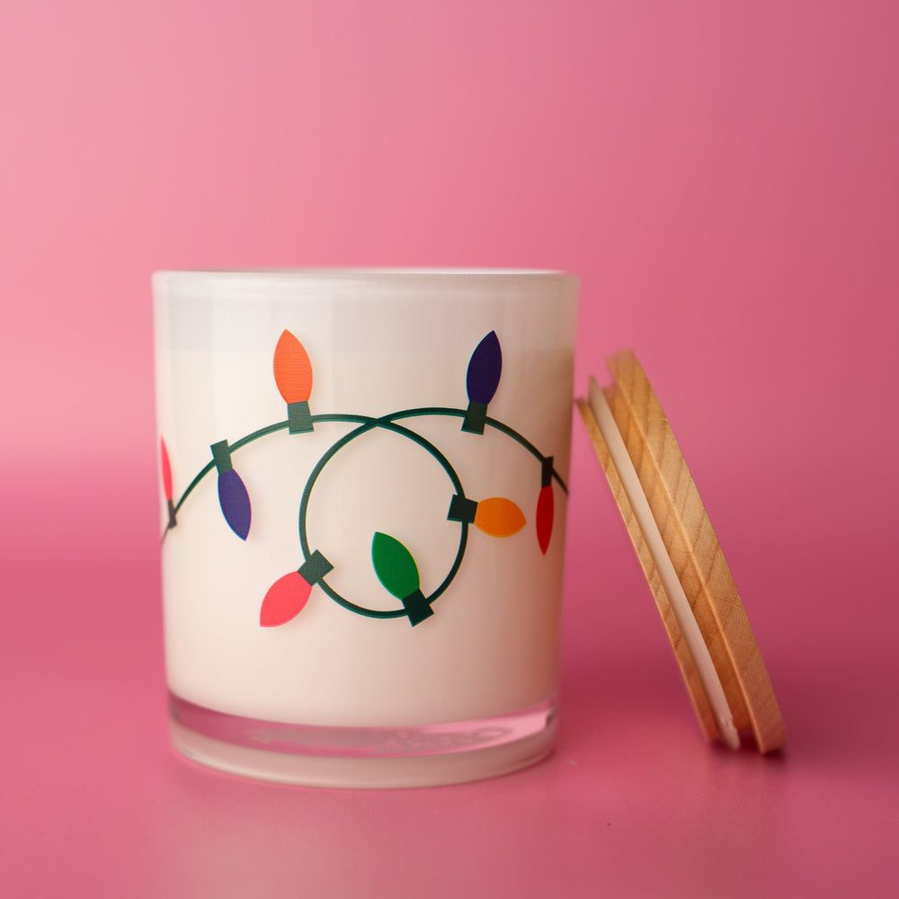CHRISTMAS LIGHTS PRINTED CANDLE