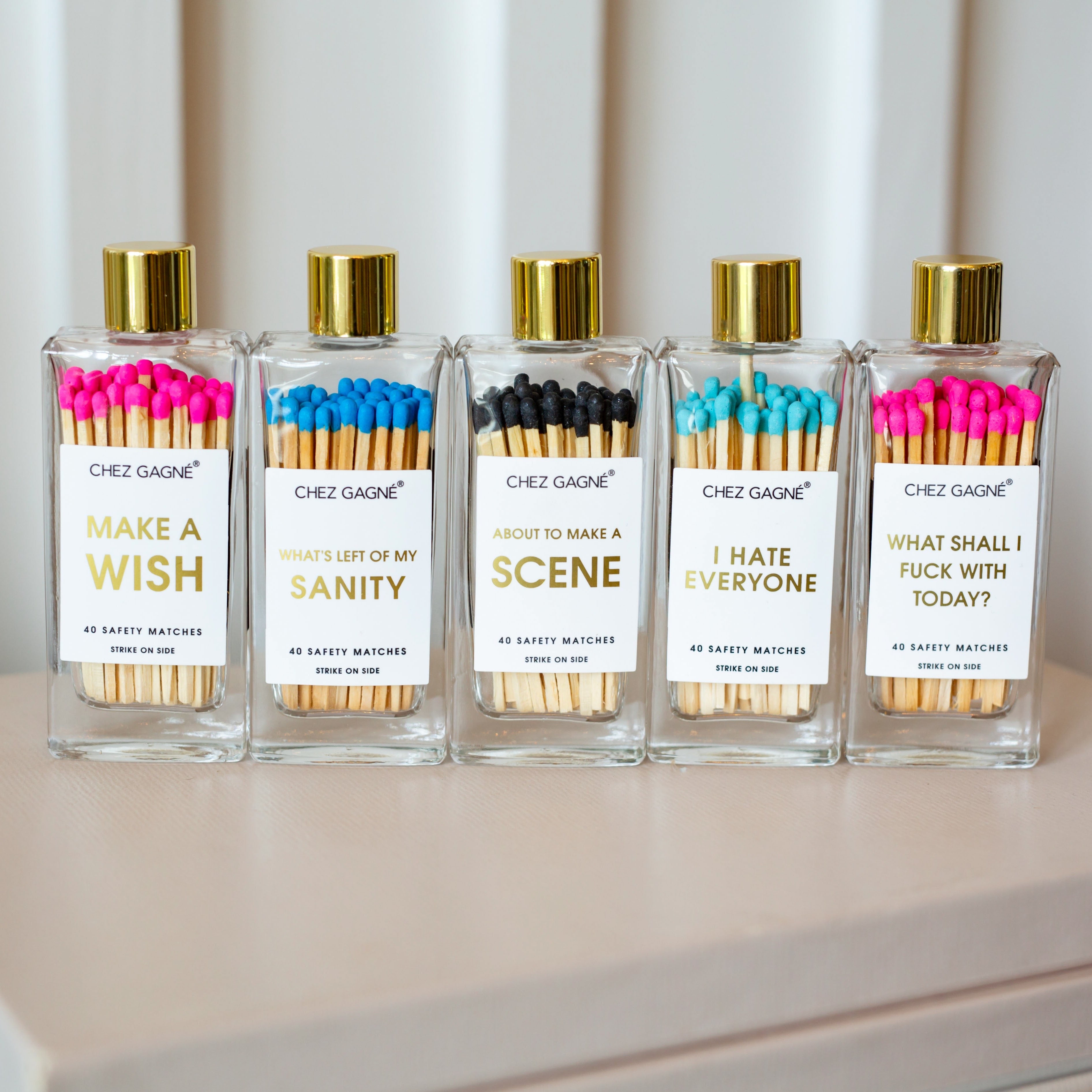 CHEZ GAGNE GLASS BOTTLE MATCHES