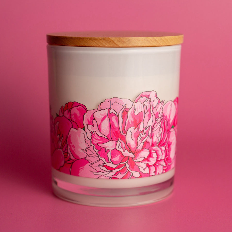 pink peony candle