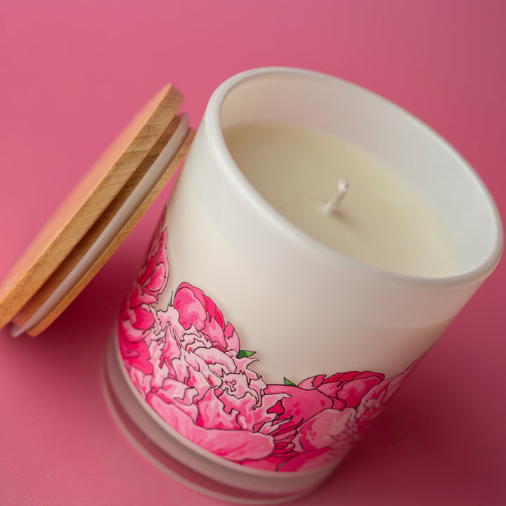pink peony candle