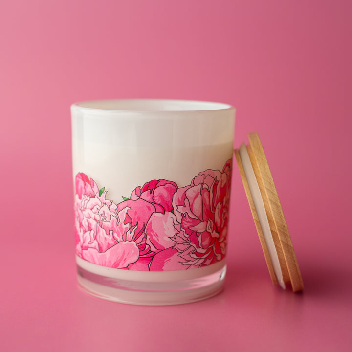 pink peony candle