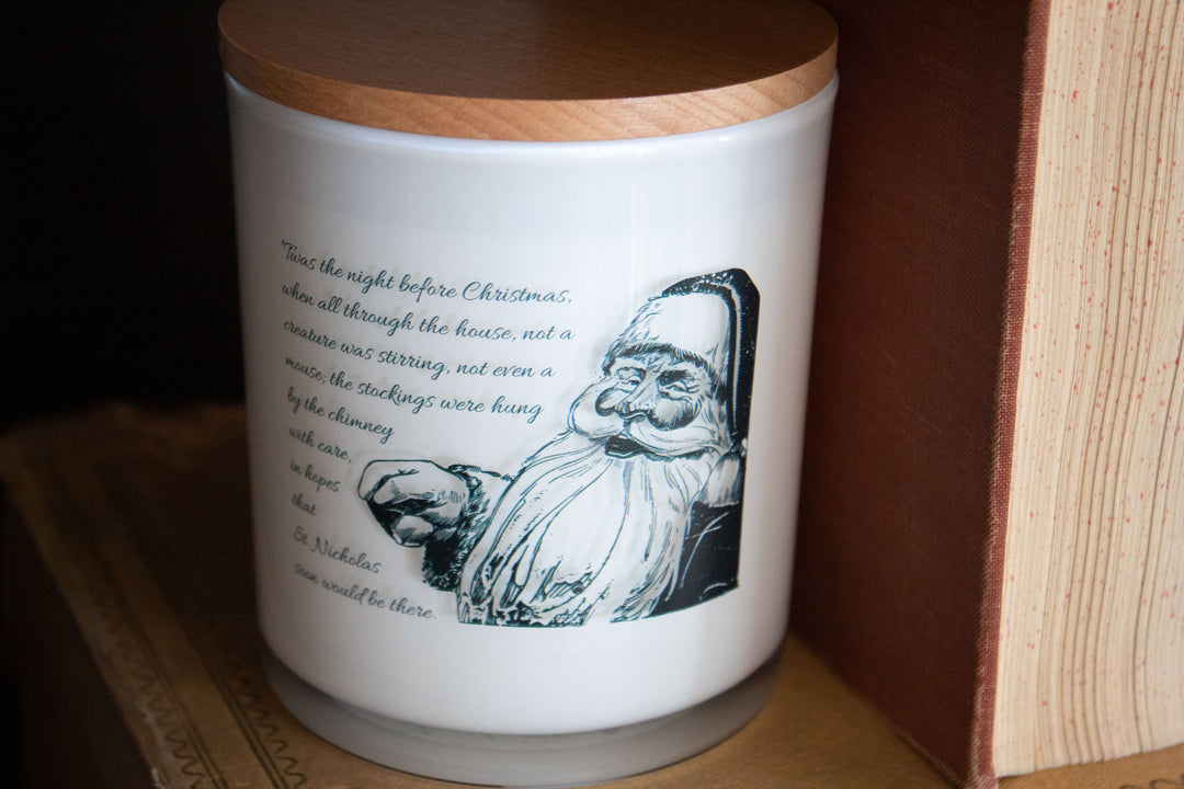 VINTAGE NIGHT BEFORE CHRISTMAS PRITED CANDLE