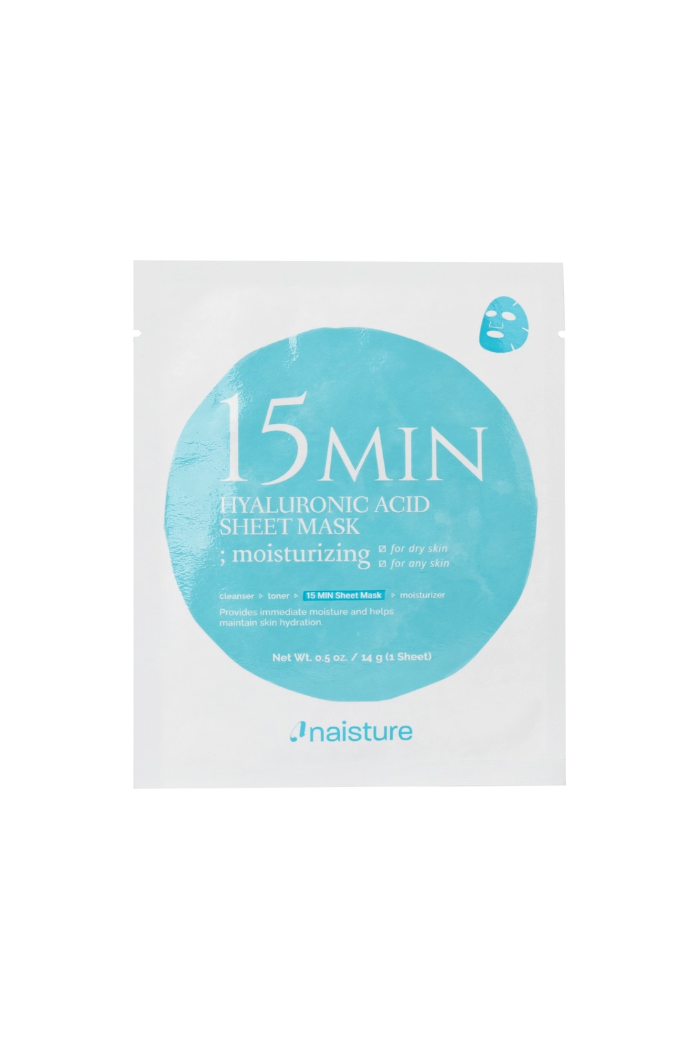 15 MIN MOISTURIZING 15 MIN HYALURONIC ACID SHEET MASK - 5 PC