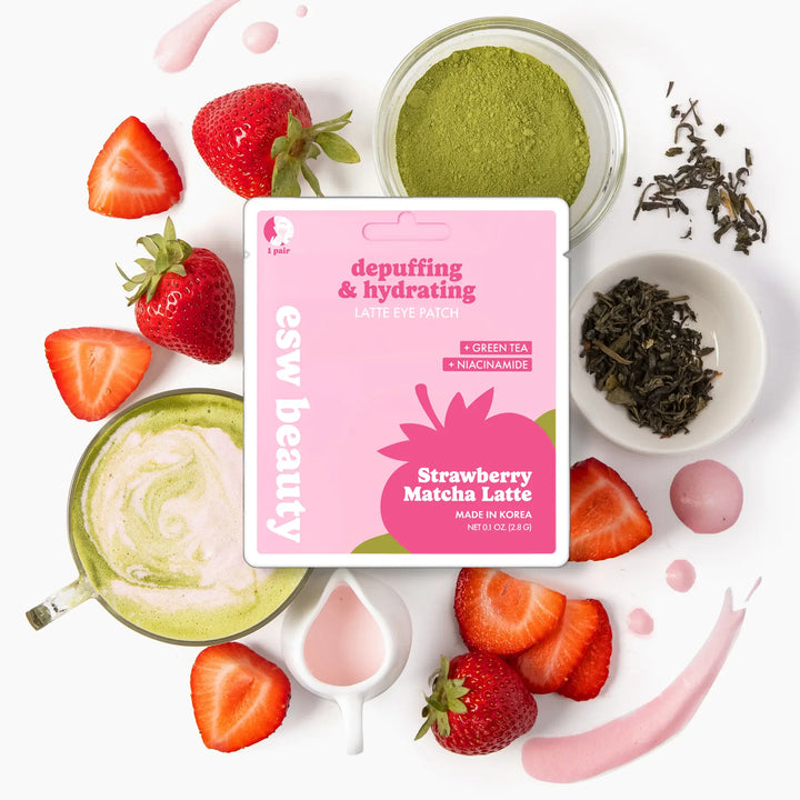 STRAWBERRY MATCHA LATTE DEPUFFING & HYDRATING EYE PATCHES