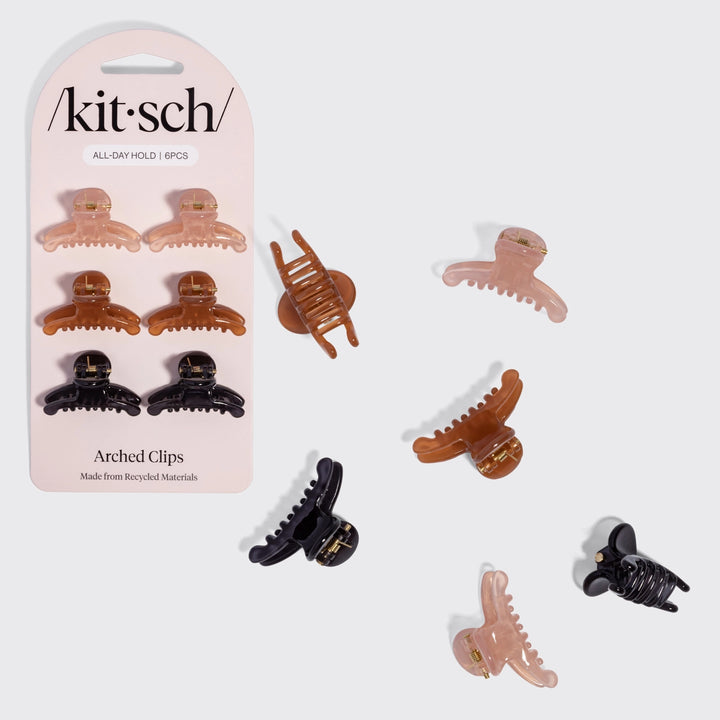 MINI ARCHED CLIPS 6 PC SET - SOFT PINK, MOCHA & BLACK