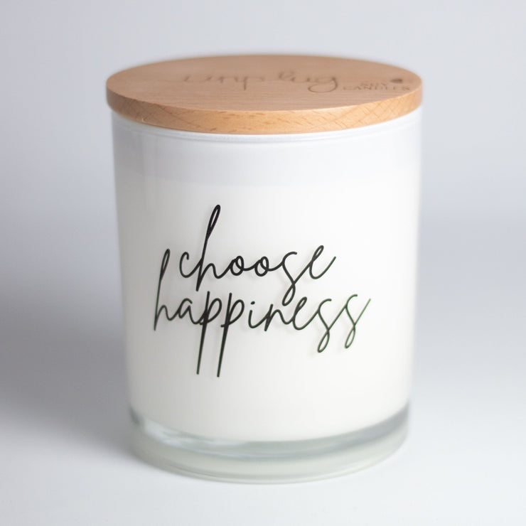 choose happiness printed candle