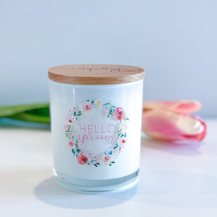 Hello Spring Candle