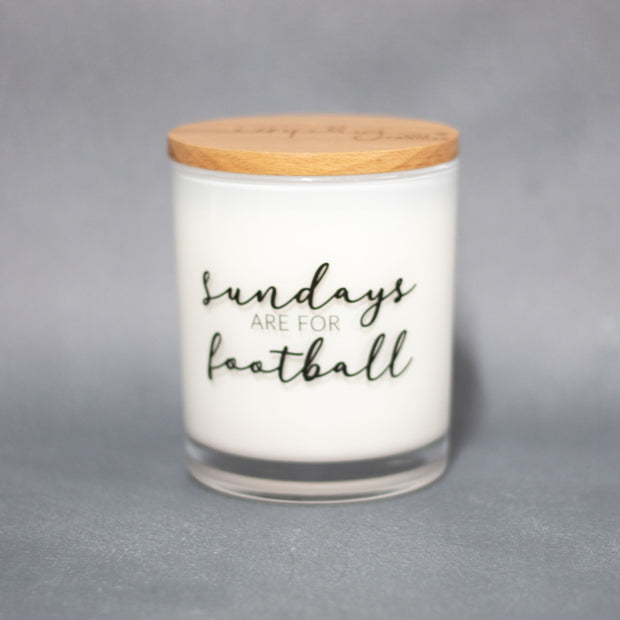 sundays are for football printed candle