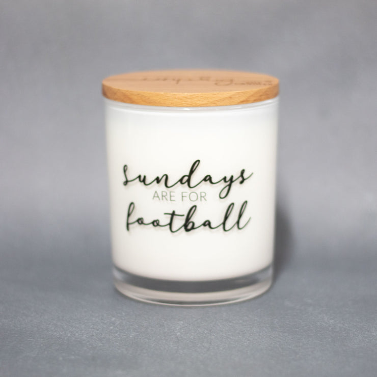 sundays are for football printed candle