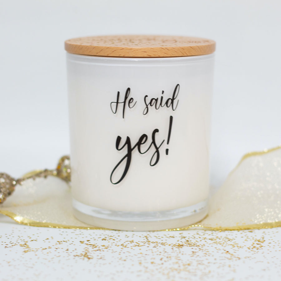 he said yes printed candle