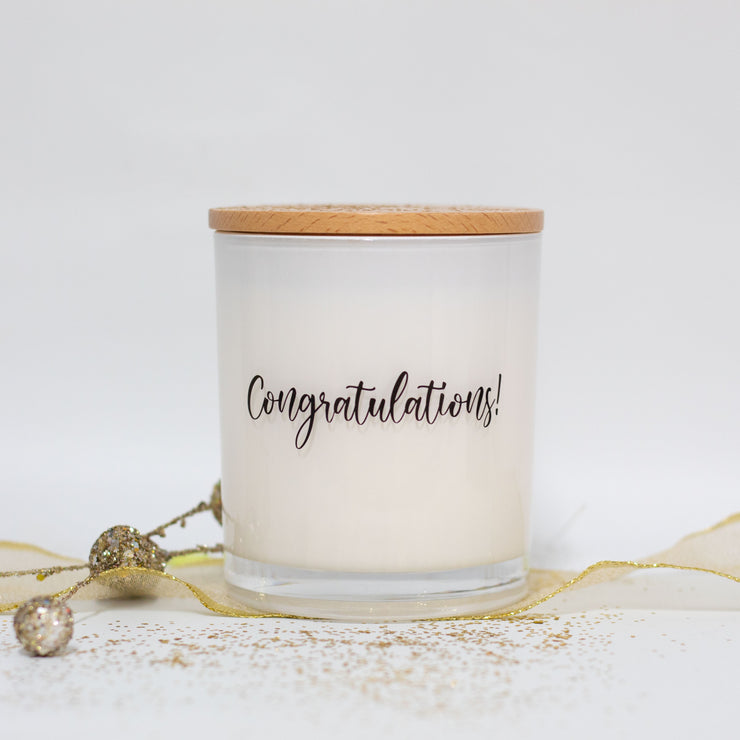 congratulations printed candle