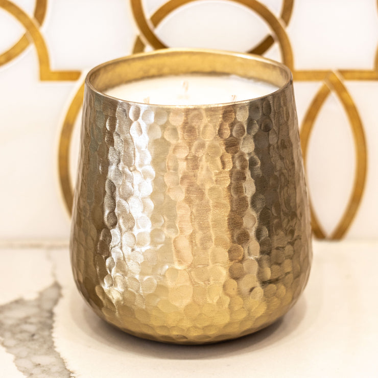 Gold hammered candle