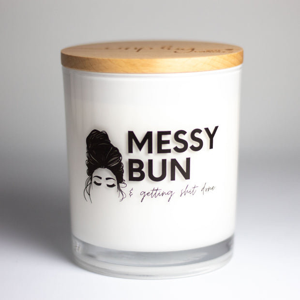 Messy bun & getting shit done soy candle