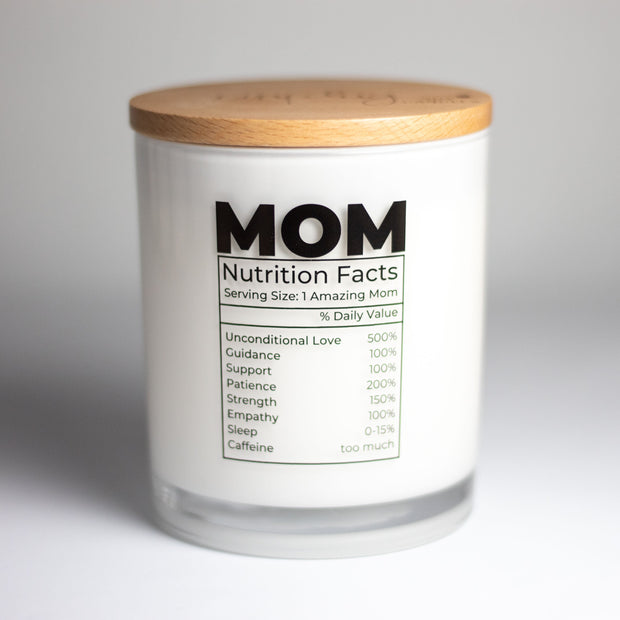 mom nutrition facts candle