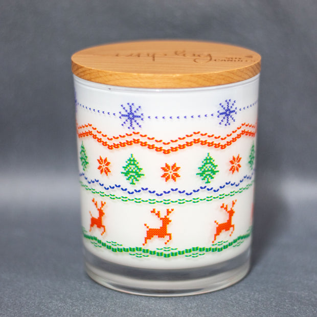 ugly sweater printed candle