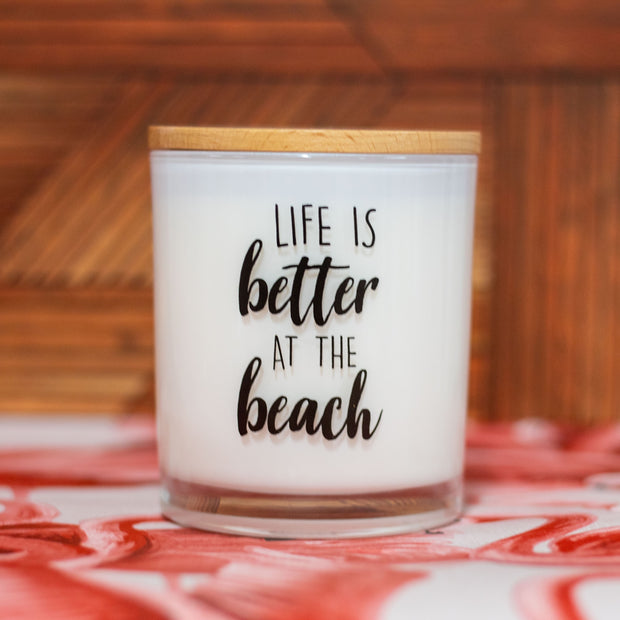 life is better at the beach printed candle