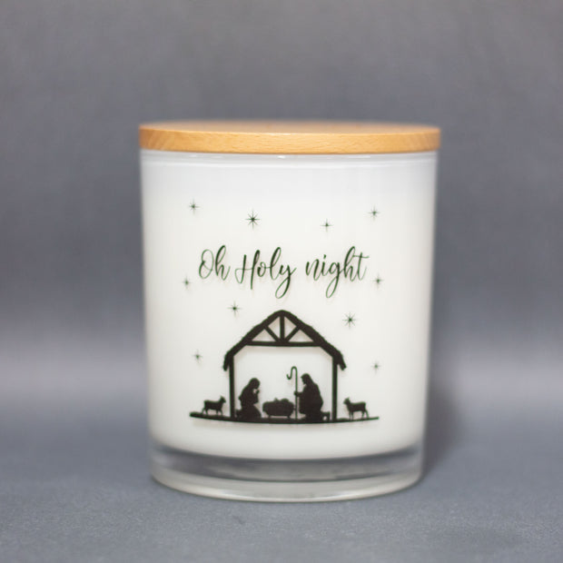 oh holy night printed candle