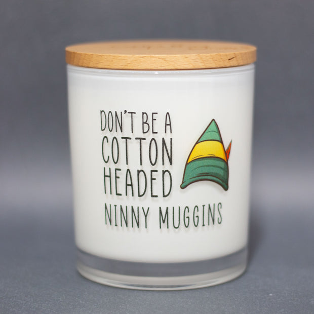 cotton headed ninny muggins printed candle