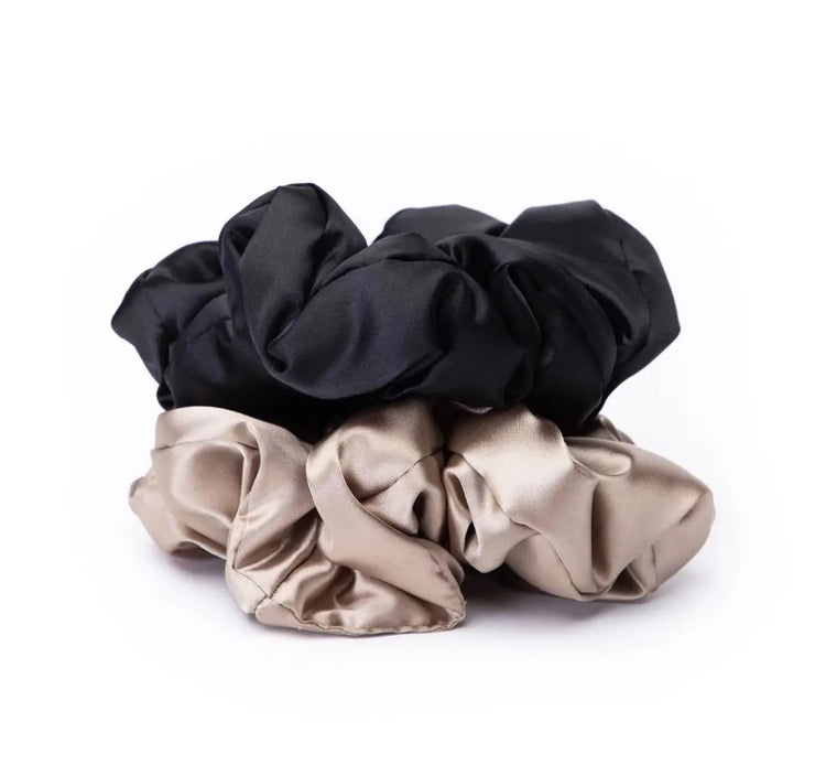 SATIN SLEEP PILLOW SCRUNCHIES BLACK/GOLD