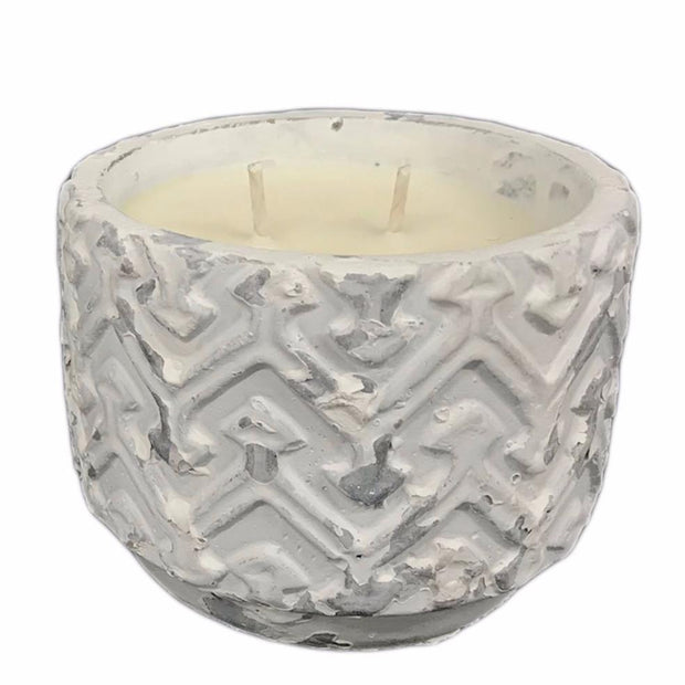 White Distressed Stone Candle